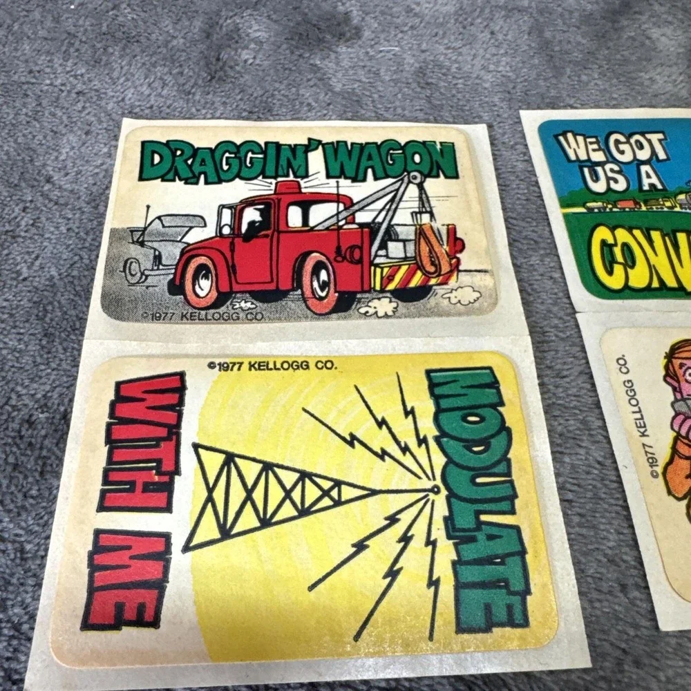 4 Rare Kellogg's Cereal Trucker Stickers 1977 Convoy Draggin Wagon 10-4